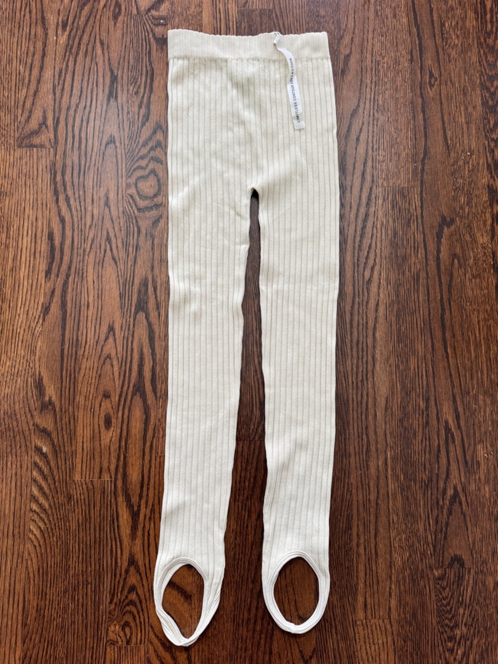 ZARA Ribbed Cream Stirrup Leggings